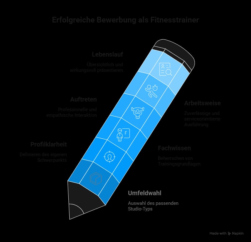Infografik mit Tipps für die Bewerbung als Fitnesstrainer.